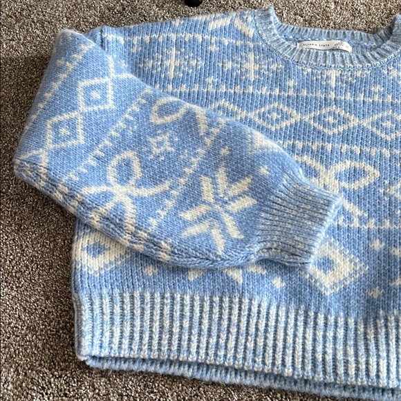 NWT Altar’d State thick blue& white crew neck sweater - Picture 3 of 7
